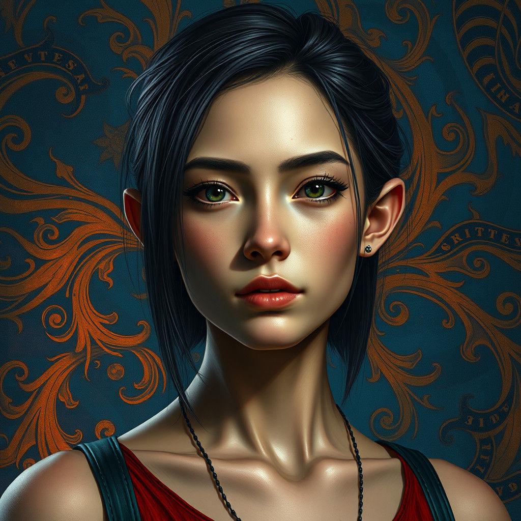 Woman with Round Face in Fantasy Concept Art Style
