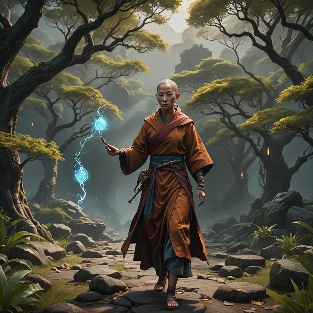 Monk Shapeshifter in Detailed Fantasy Art