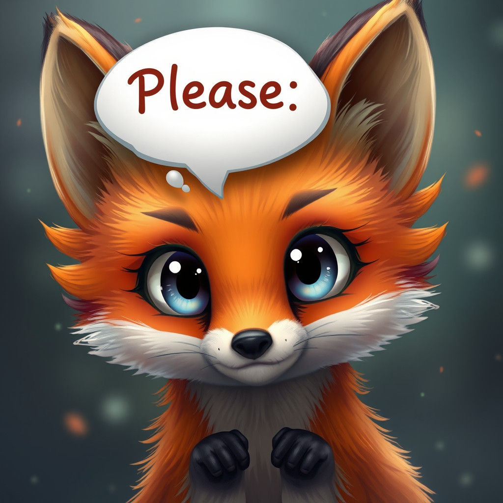 Adorable Fox with Pleading Eyes in Kawaii Style