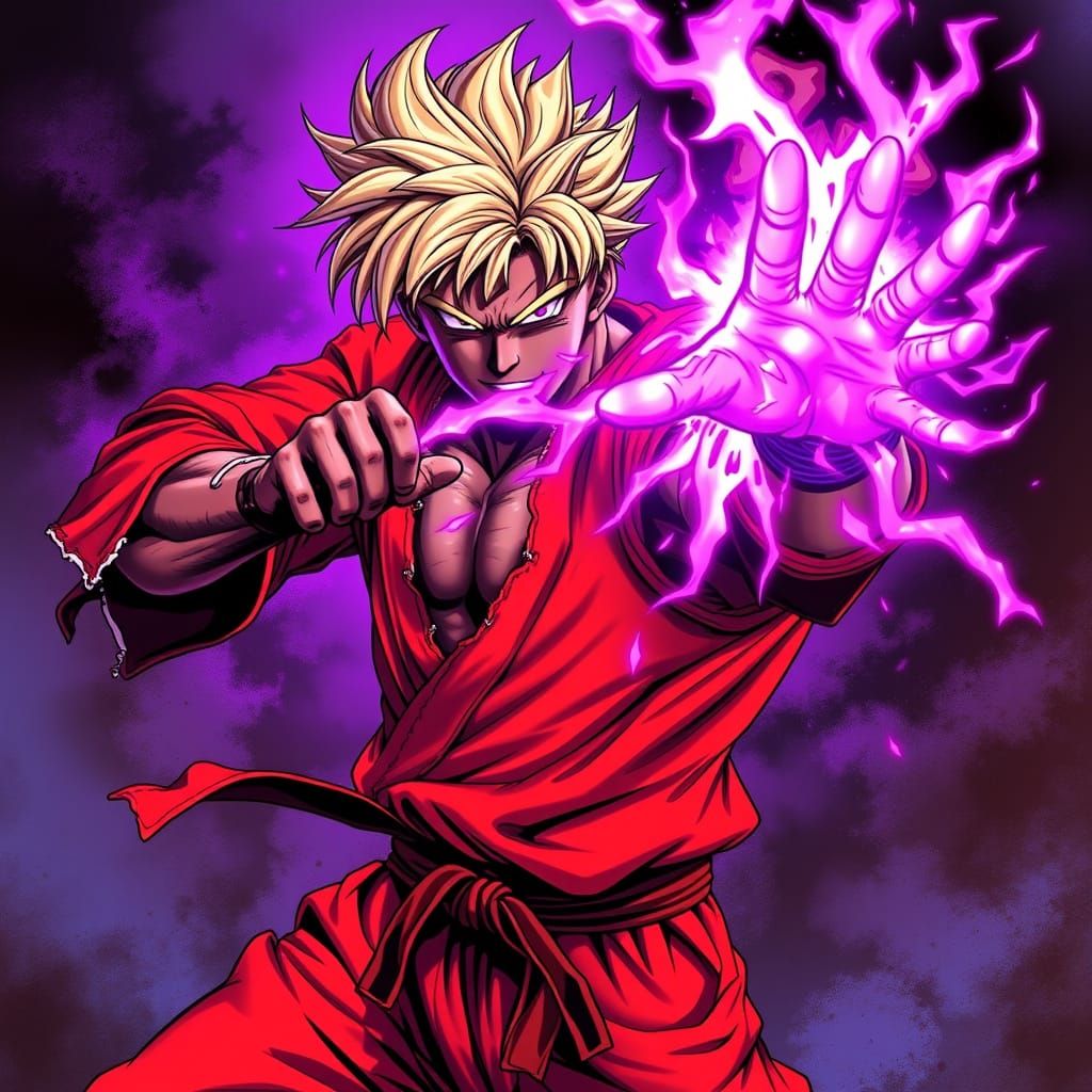 Fighter Unleashes Flaming Attack in Toriyama-esque Style