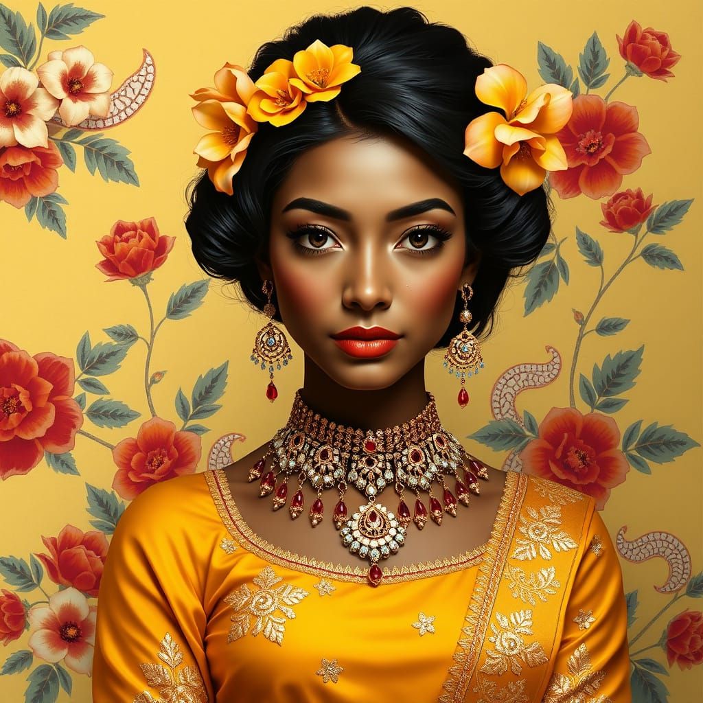 Serene Indian Princess with Golden Accents