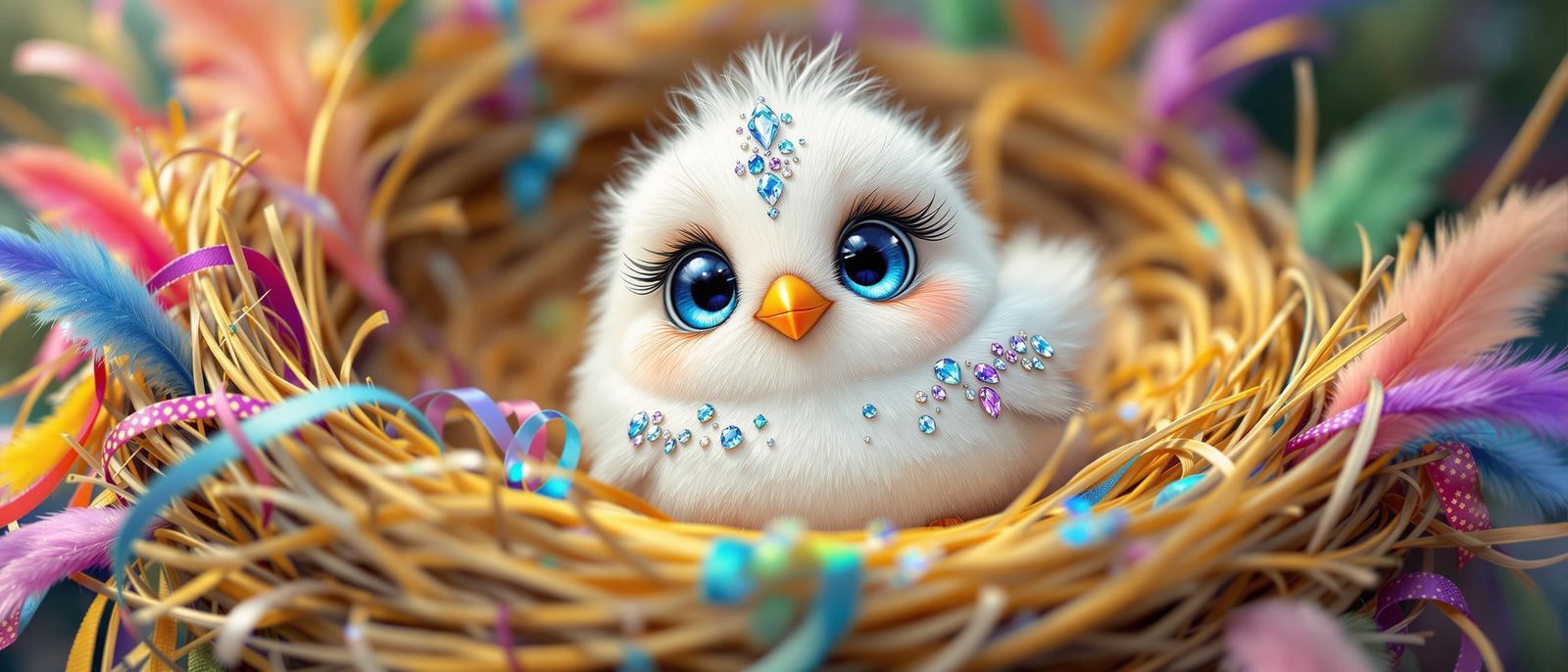 Enchanted Bird in Iridescent Nest