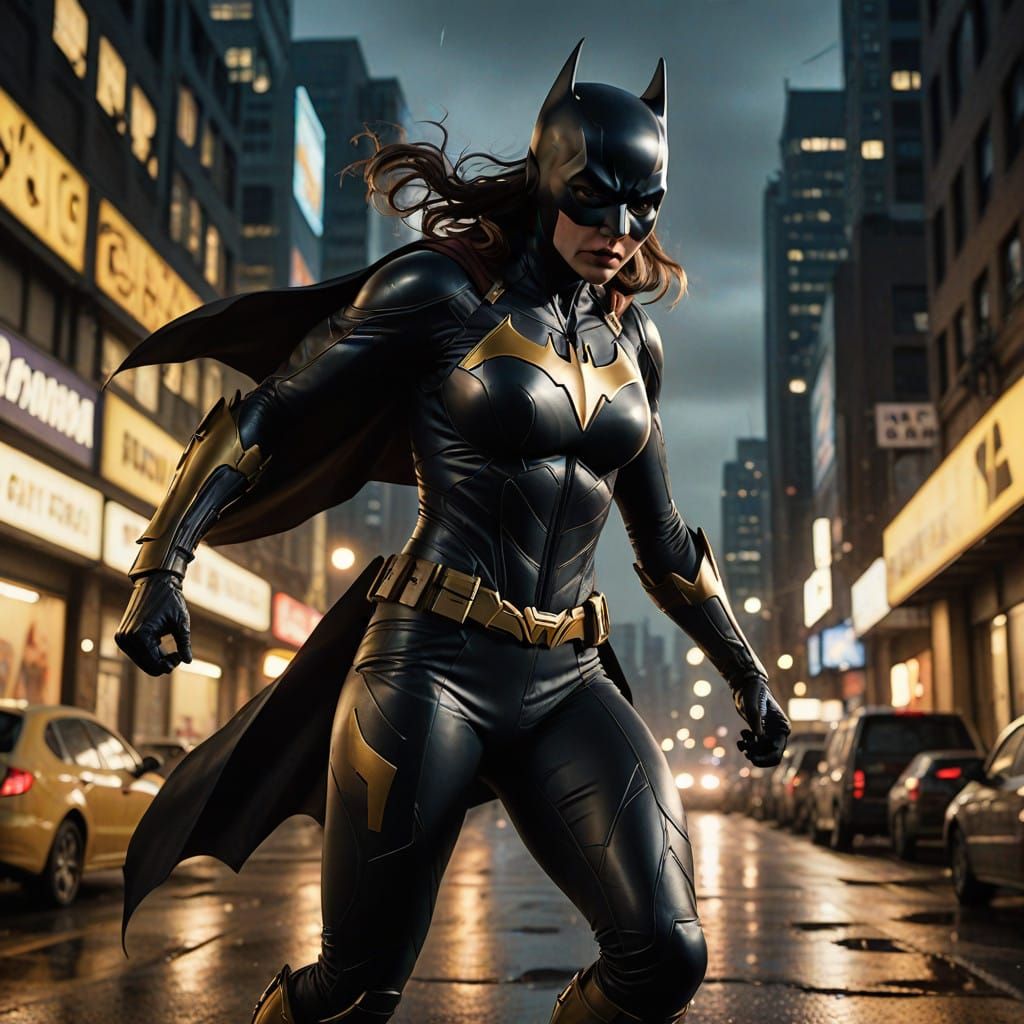 Sleek Cinematic Batgirl in Motion