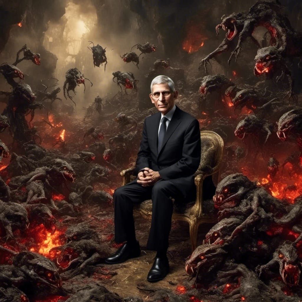 Anthony Fauci in Dark Fantasy Hellscape