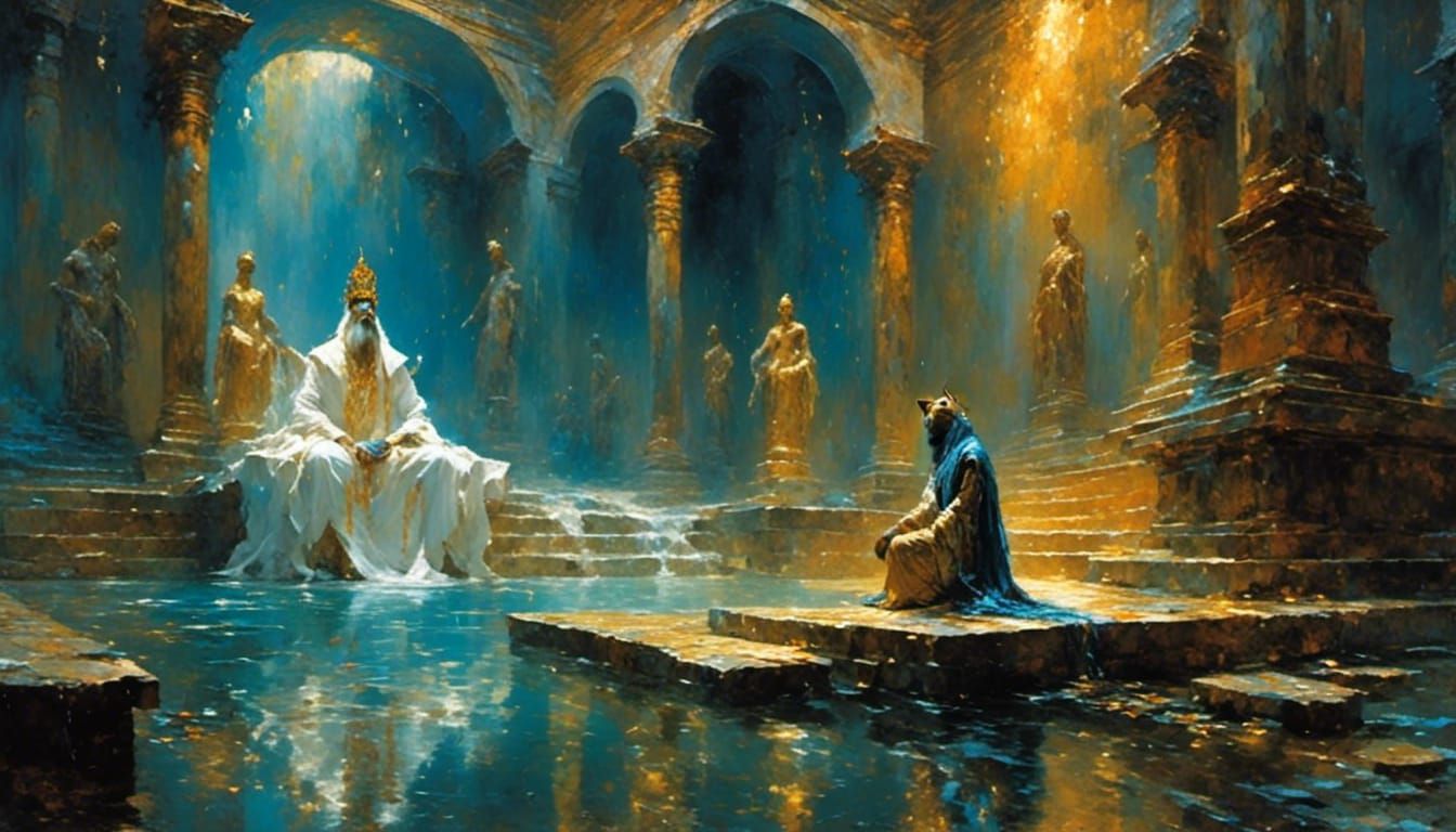 Mystical Holy Diver in Ancient Temple