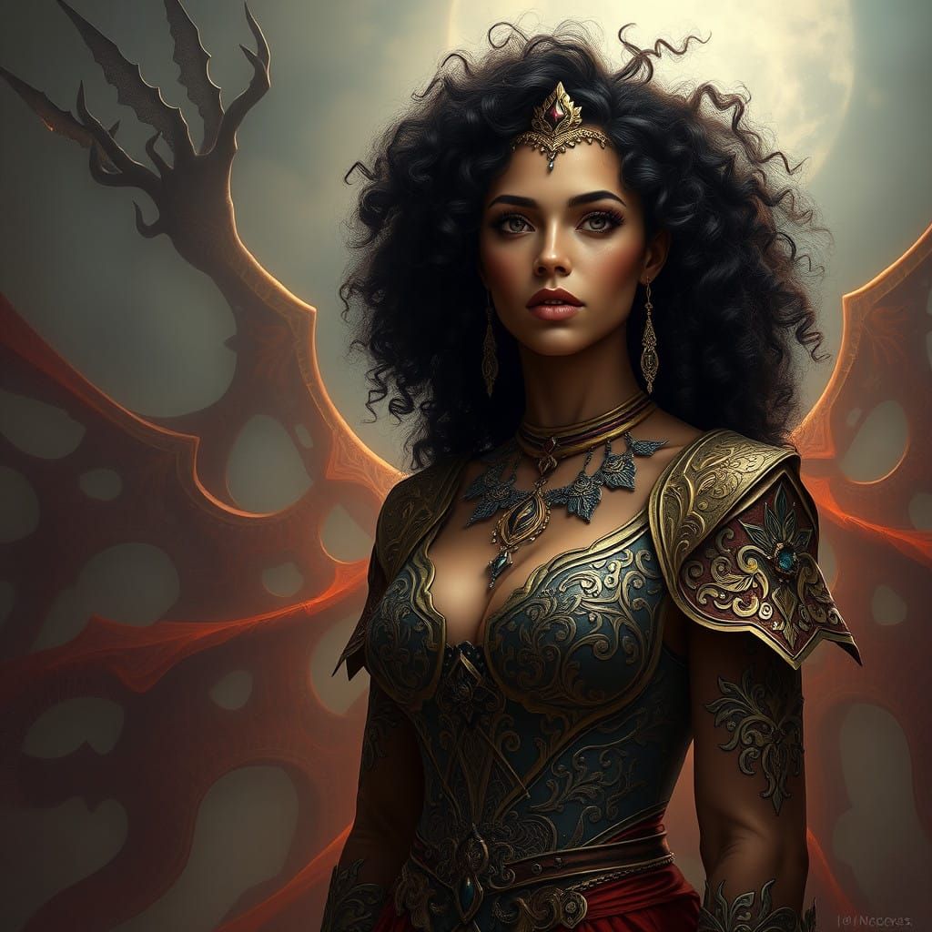 Regal Fantasy Goddess in Enchanting Dark Elegance