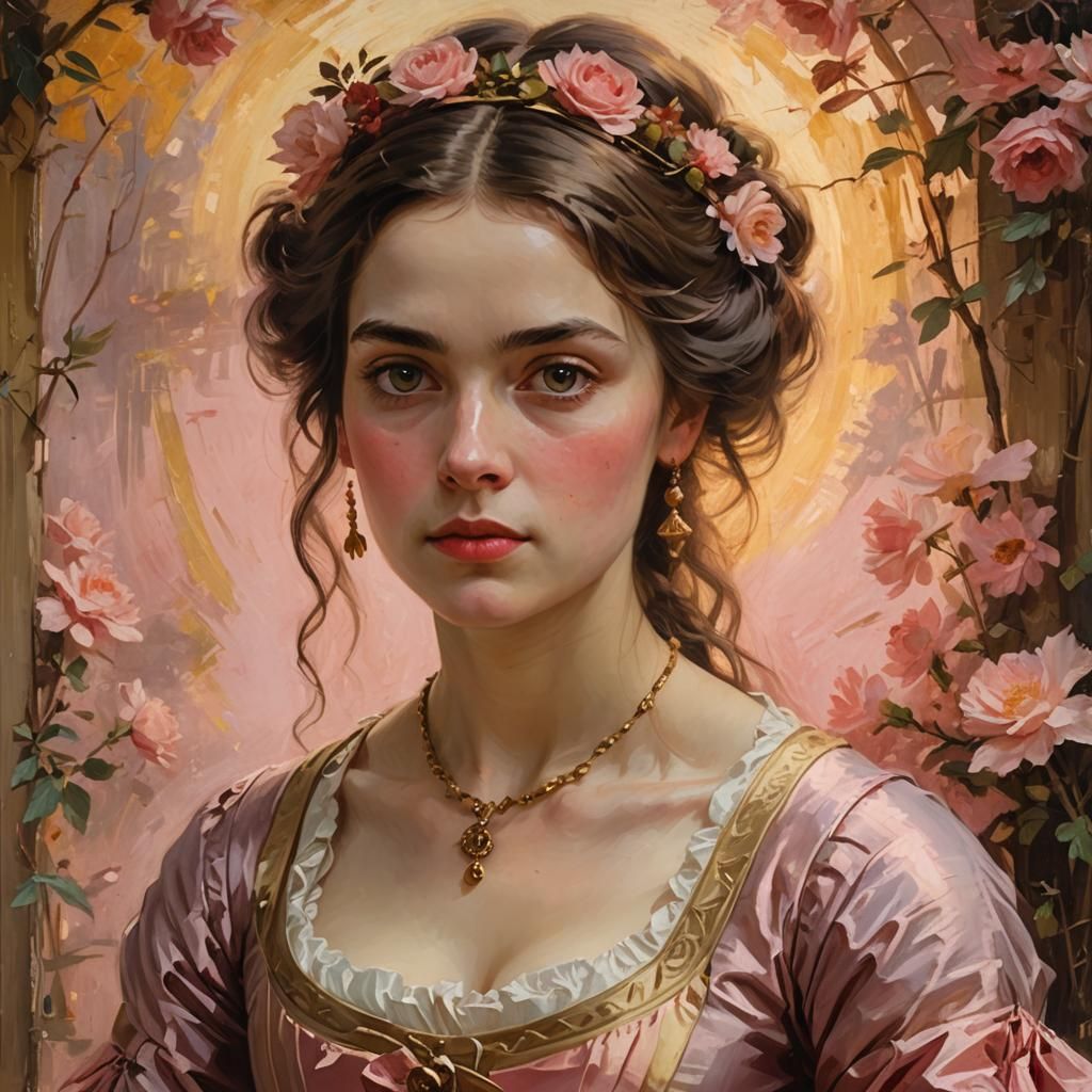 Expressive Woman in 18th Century Attire