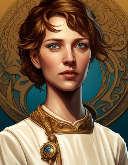 Dark Fantasy Portrait in Alphonse Mucha Style