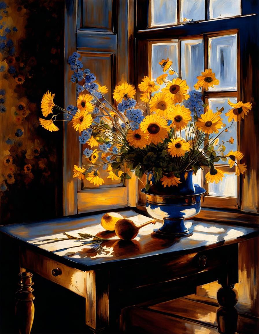 Still Life with Dried Flowers in Hyperreal Style