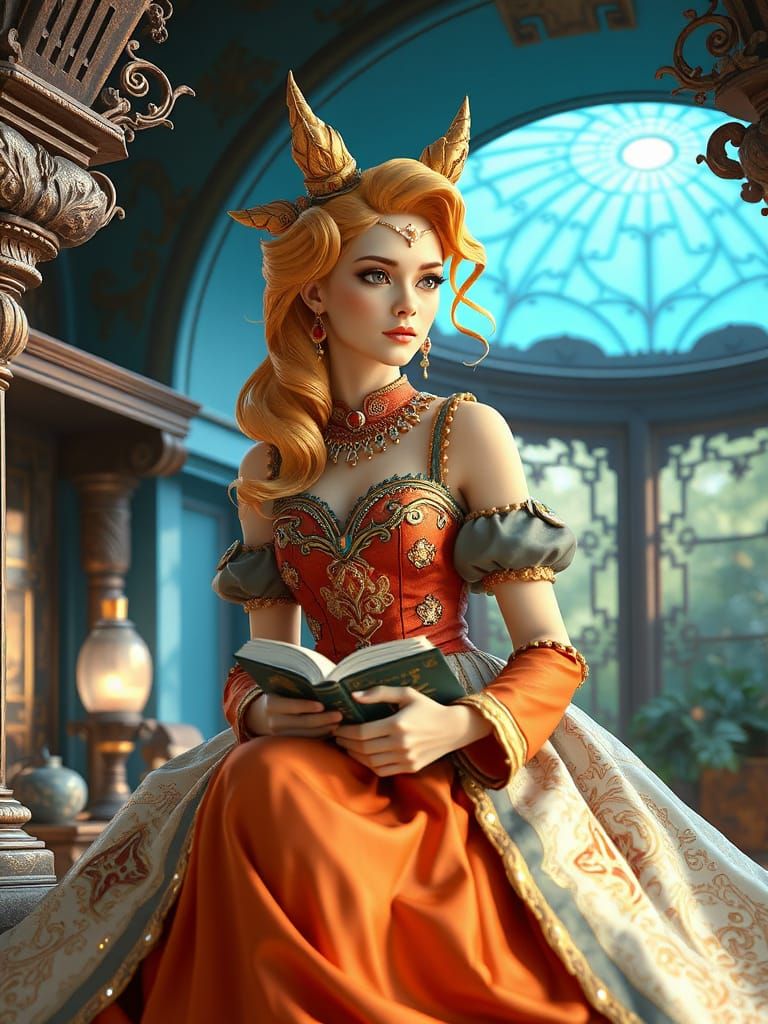 Regal Topaz-Haired Princess in Xanadu-Inspired Realm