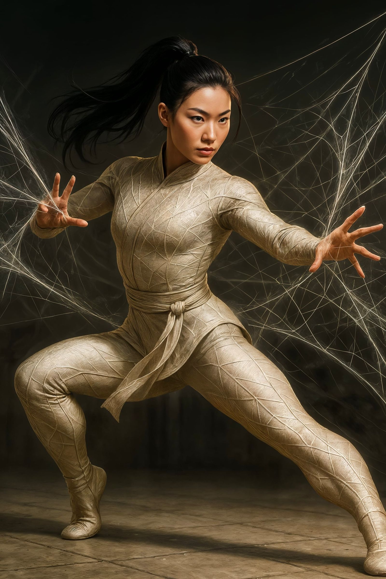 Silk Superhero Martial Artist with Web Powers