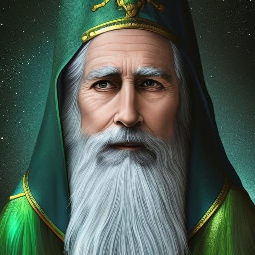 Kindly Wizard Portrait in Cosmic Astral Style