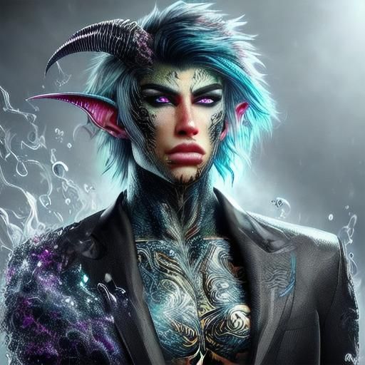 Anime Dragon Man Portrait in Splash Art Style