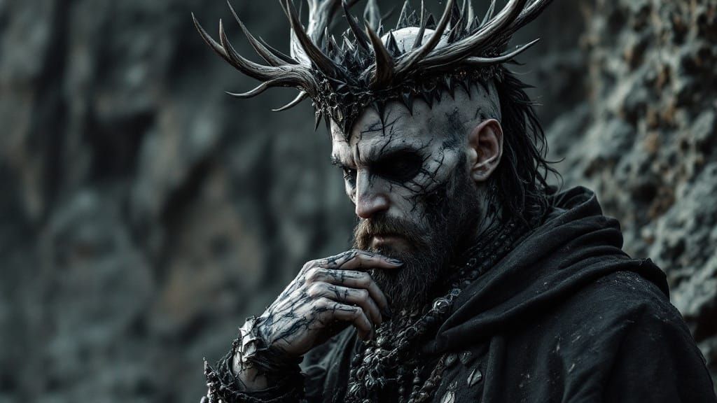 Funerary Crown of Soulglass and Bone in Ancient Barrow Cliff...