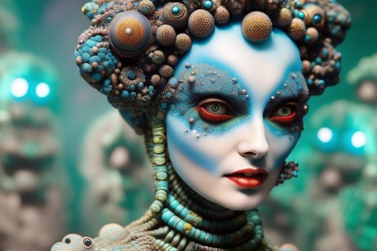 Android Cyborgs as Vampires in Cyberpunk Style