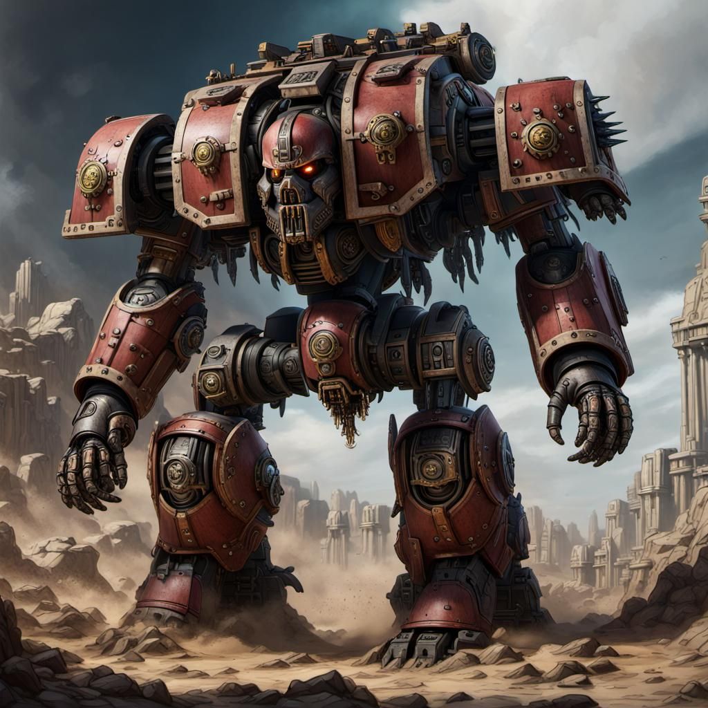 Warhound Titan in Detailed Matte Painting Style
