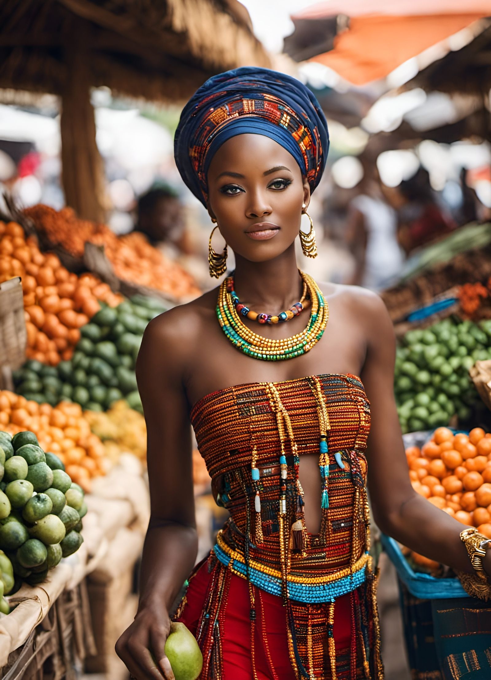 Stunning African Woman Portrait in Market