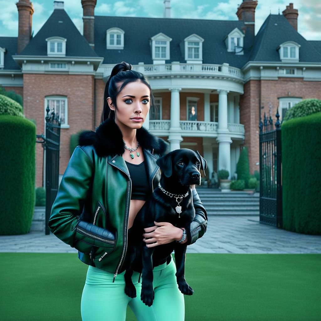 Girl with Puppy: Cinematic Digital Art