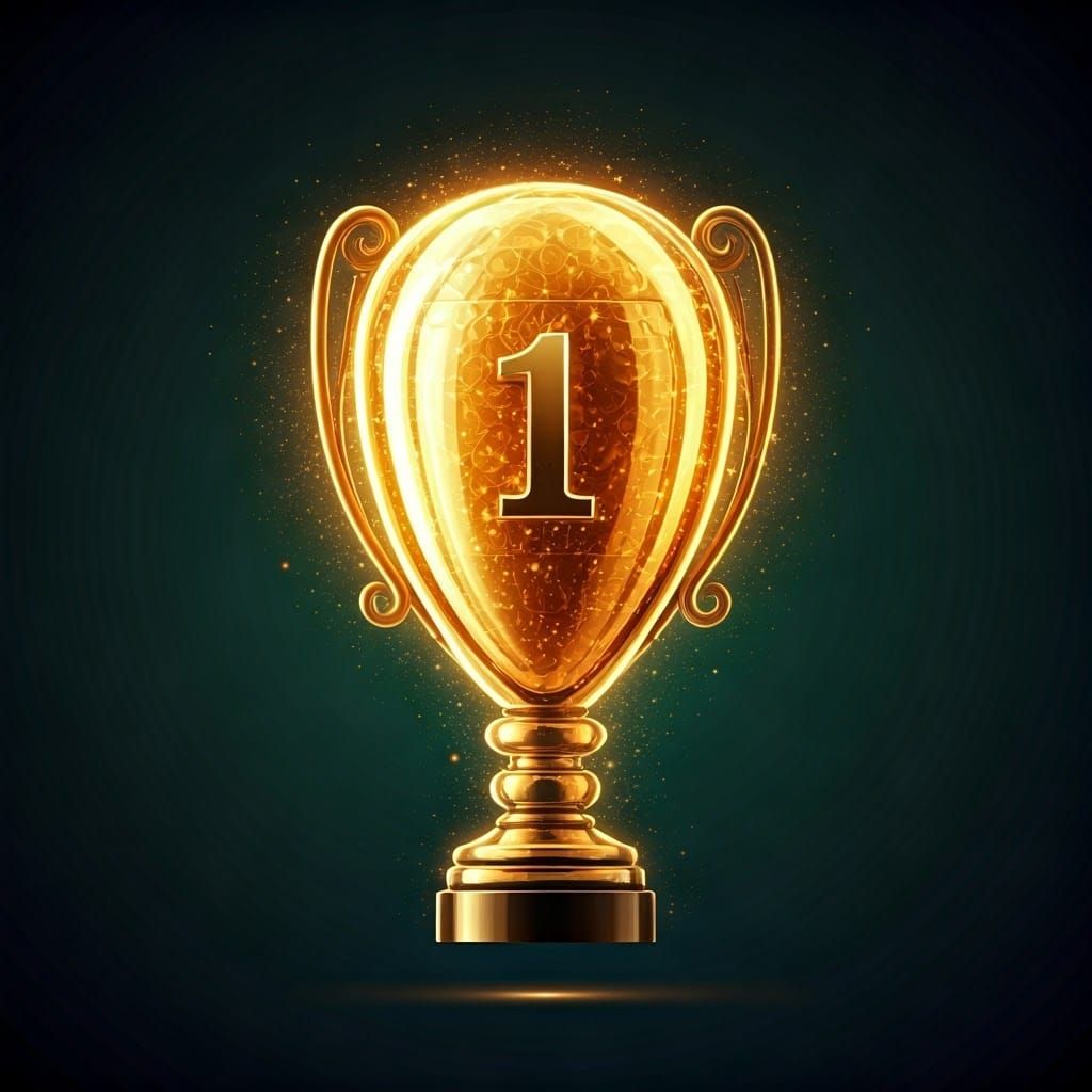 Golden Trophy Hologram in Fantasy Art Style