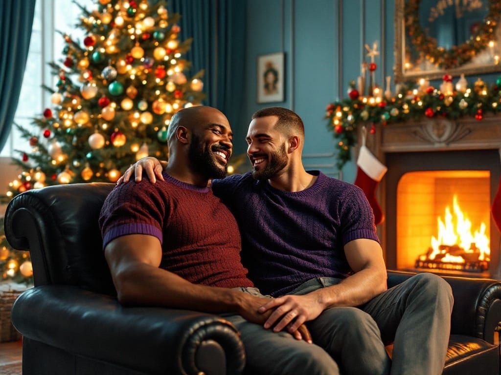 Elegant Holiday Scene in Art Deco Illustration Style