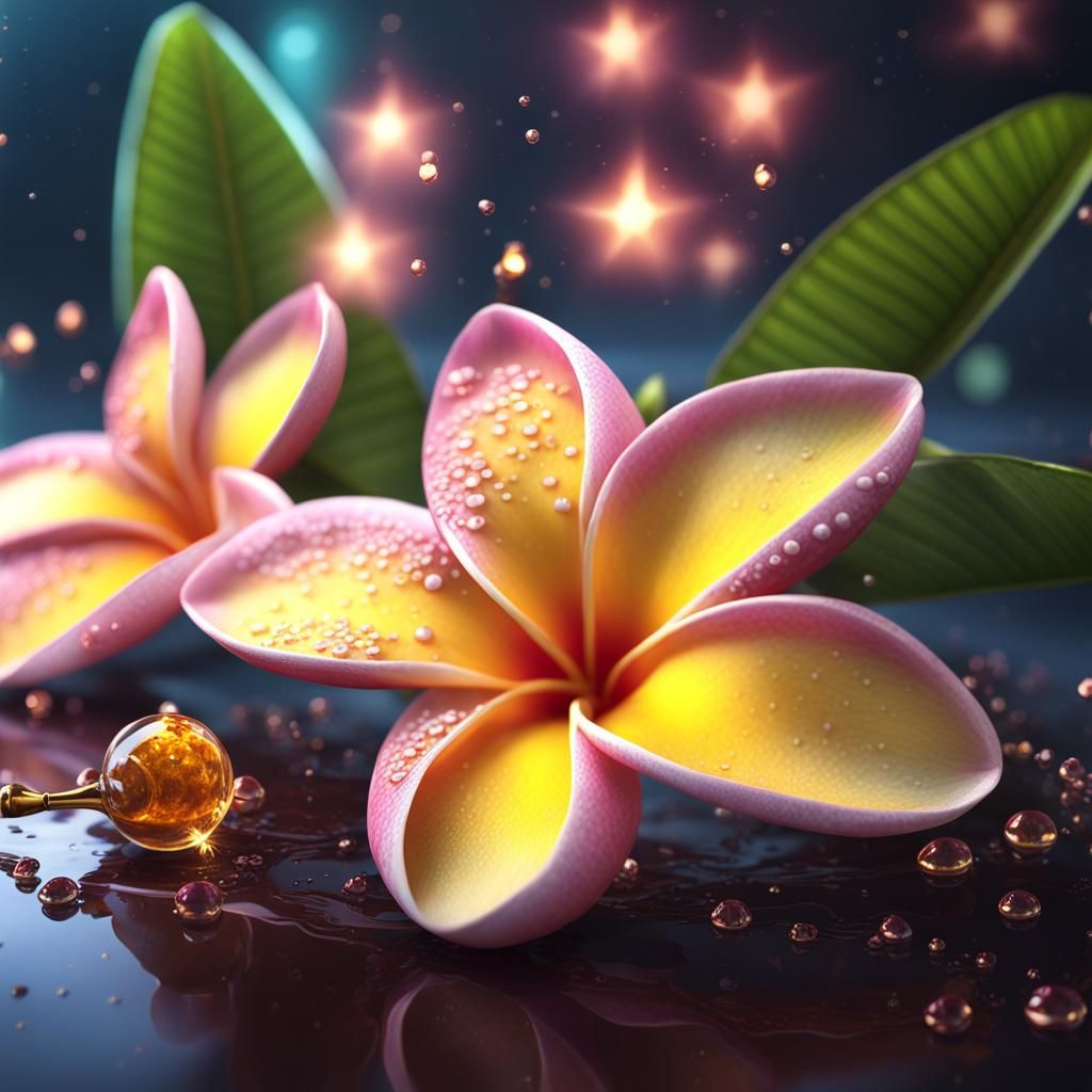 Fantastical Plumeria with Star Center, Detailed Painting