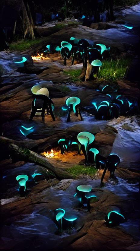 Enchanted Bioluminescent Mushroom Forest