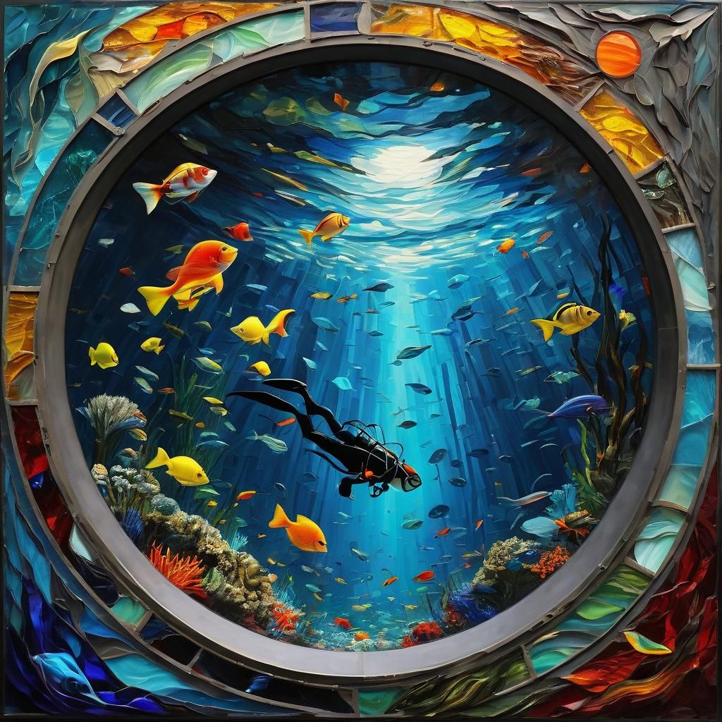 Stained Glass Mosaic Oil Painting in the Void