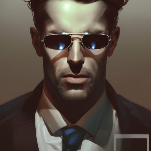 Technoir Detective Portrait in Sunglasses