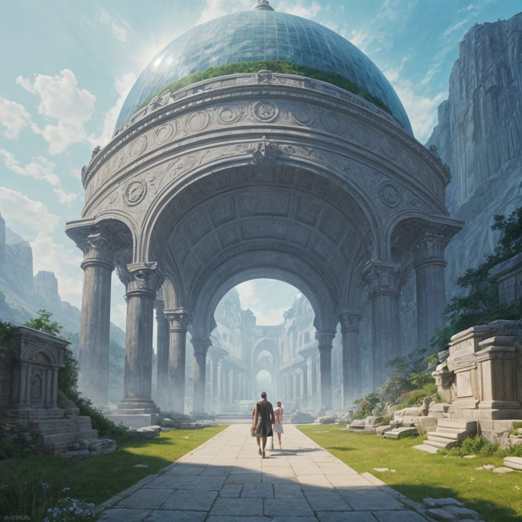 Spectacular Underground City of Telos in Gouache Style