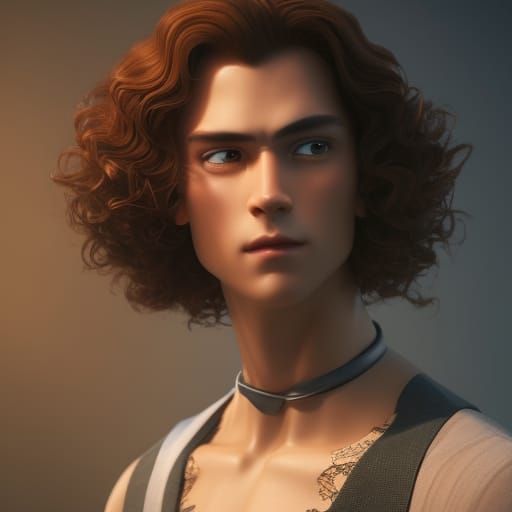 Androgynous Scholar in Studio Ghibli Anime Style