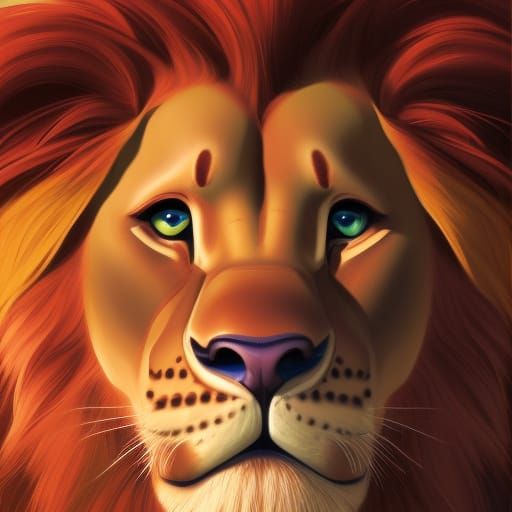 Roaring Lion Portrait in Hyperdetailed 3D Art