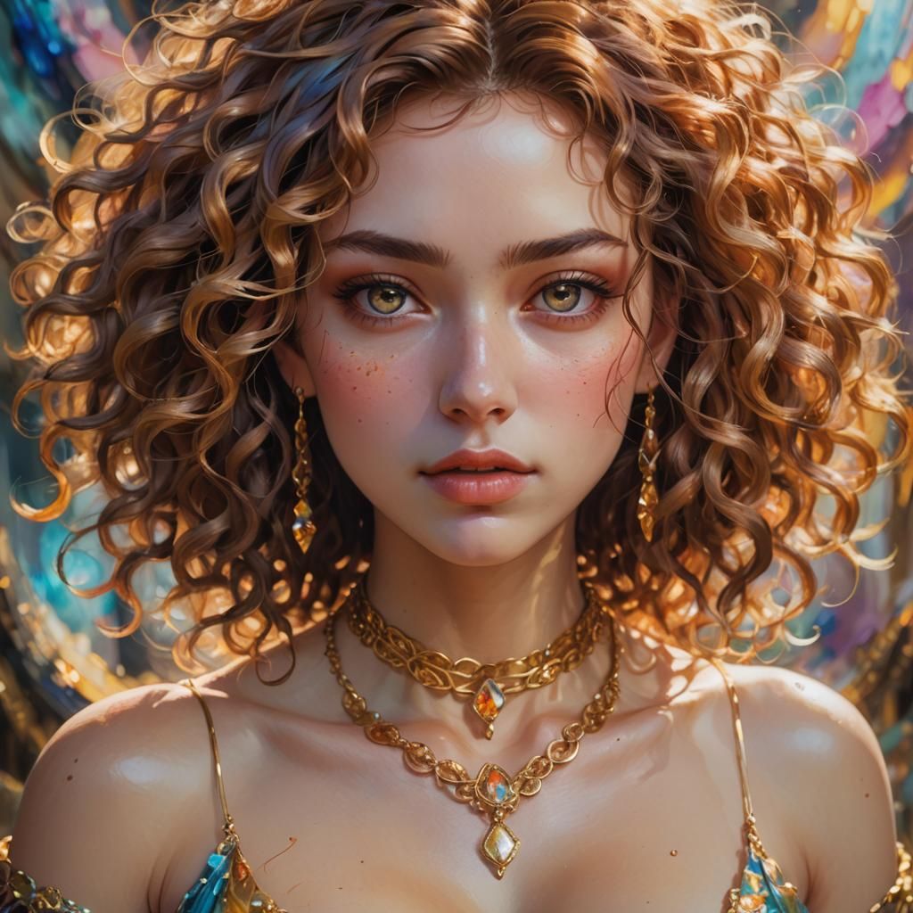 Attractive Girl Portrait in Vibrant Oil Painting Style