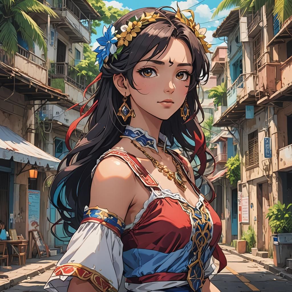 Puerto Rico as a Captivating Anime Goddess