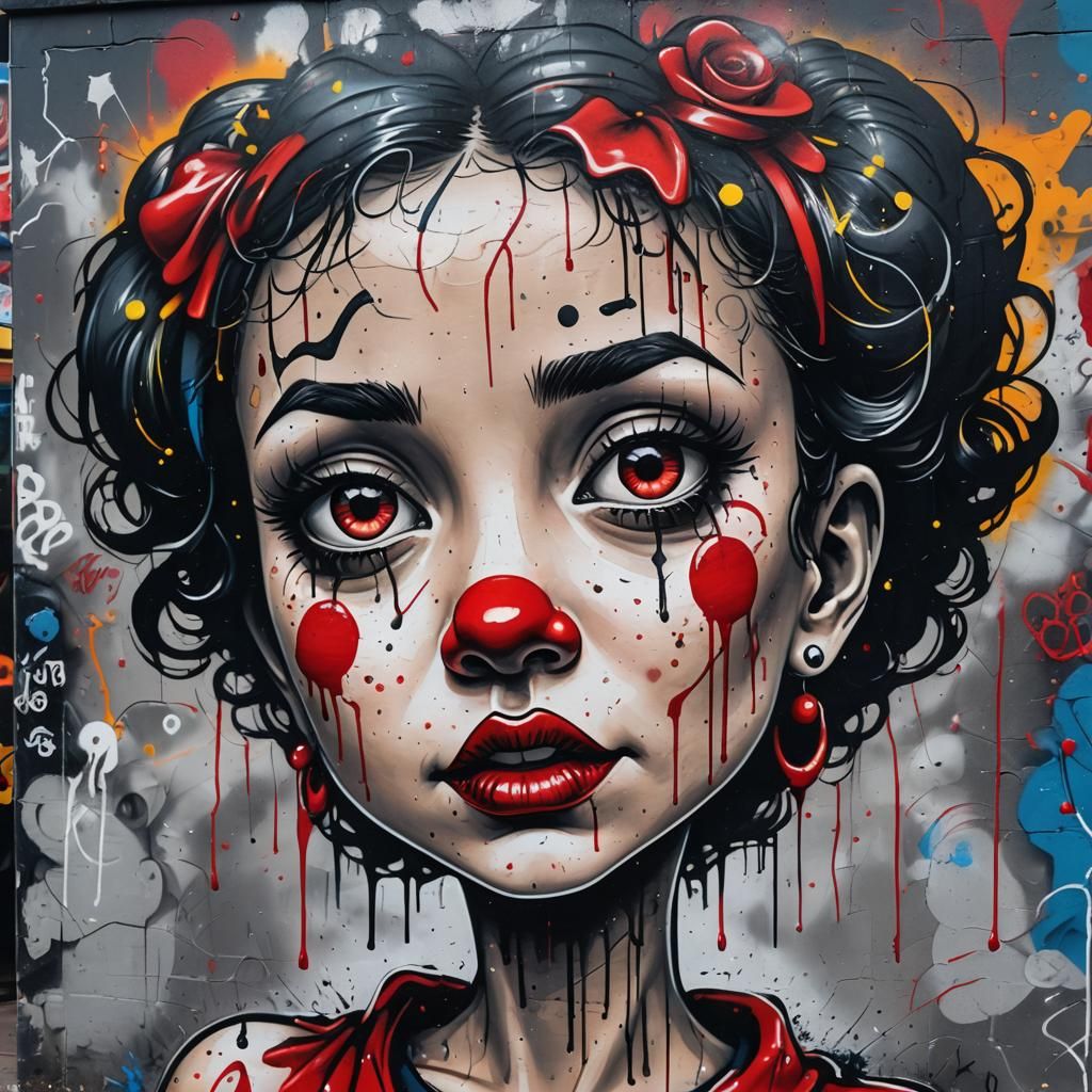 Betty Boop Graffiti Art in Basquiat Style