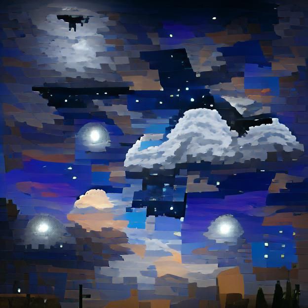 Pixel Art Night Sky Landscape