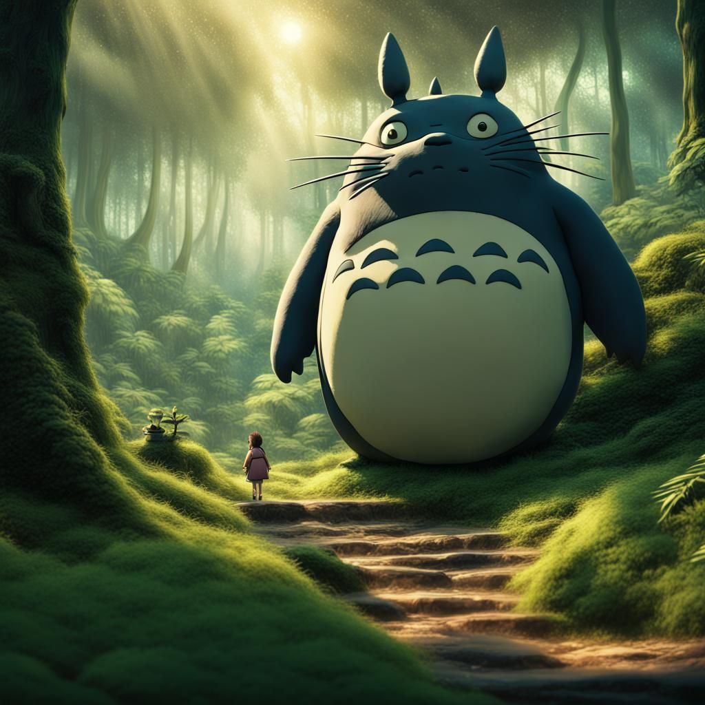 Totoro in a Magical Forest: Digital Matte Painting