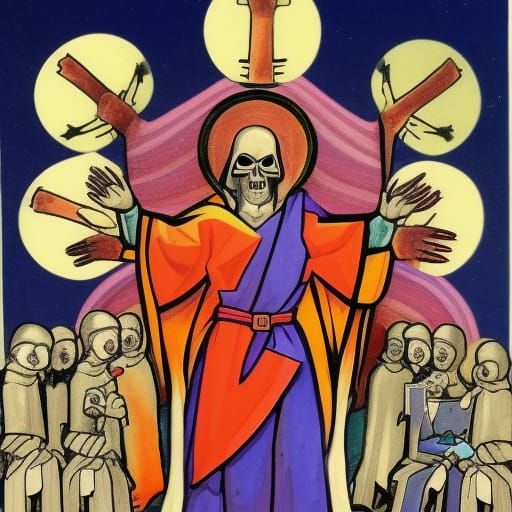 Stylized Skull with Dark Religious Theme