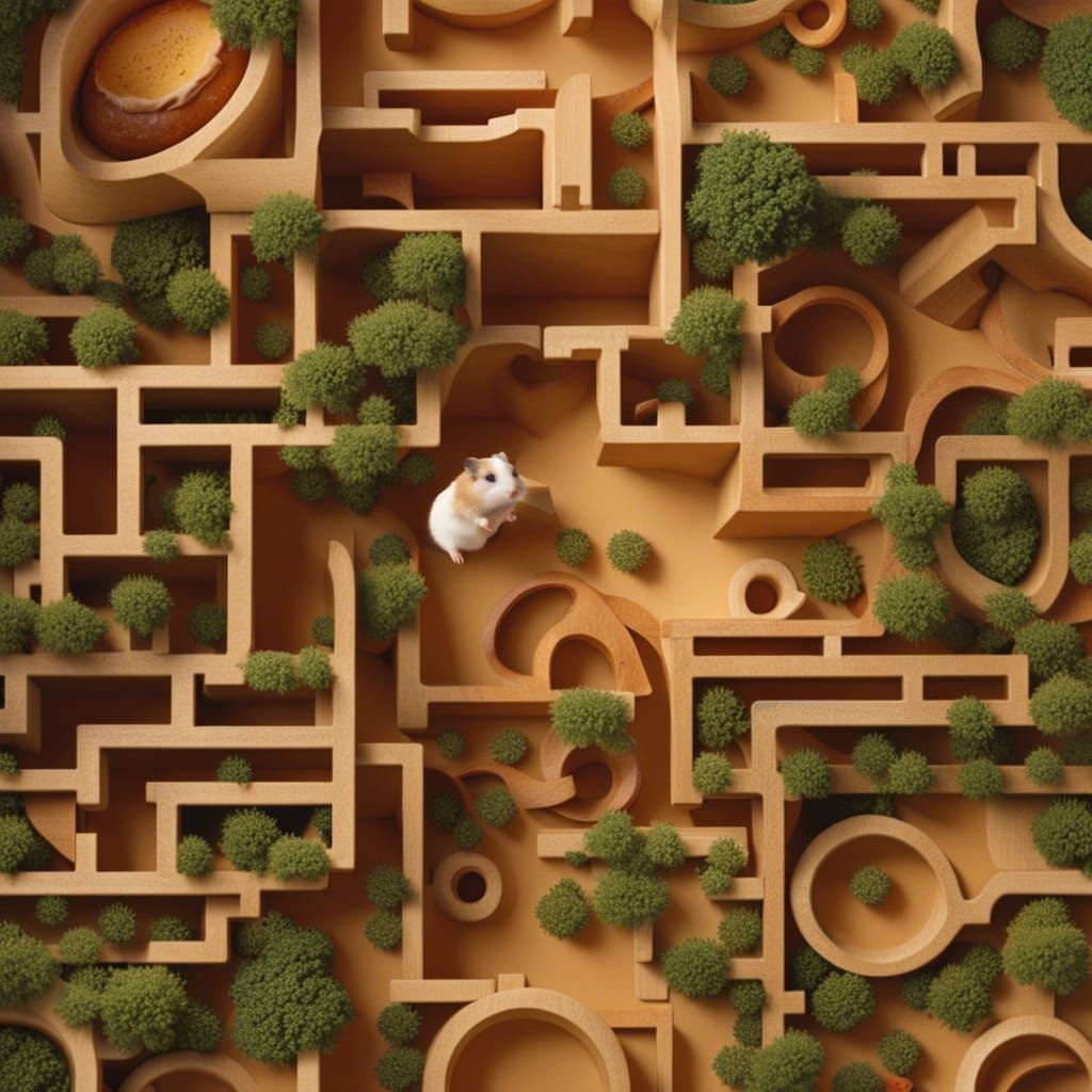 Hamster Maze: Detailed Top-Down 4K View