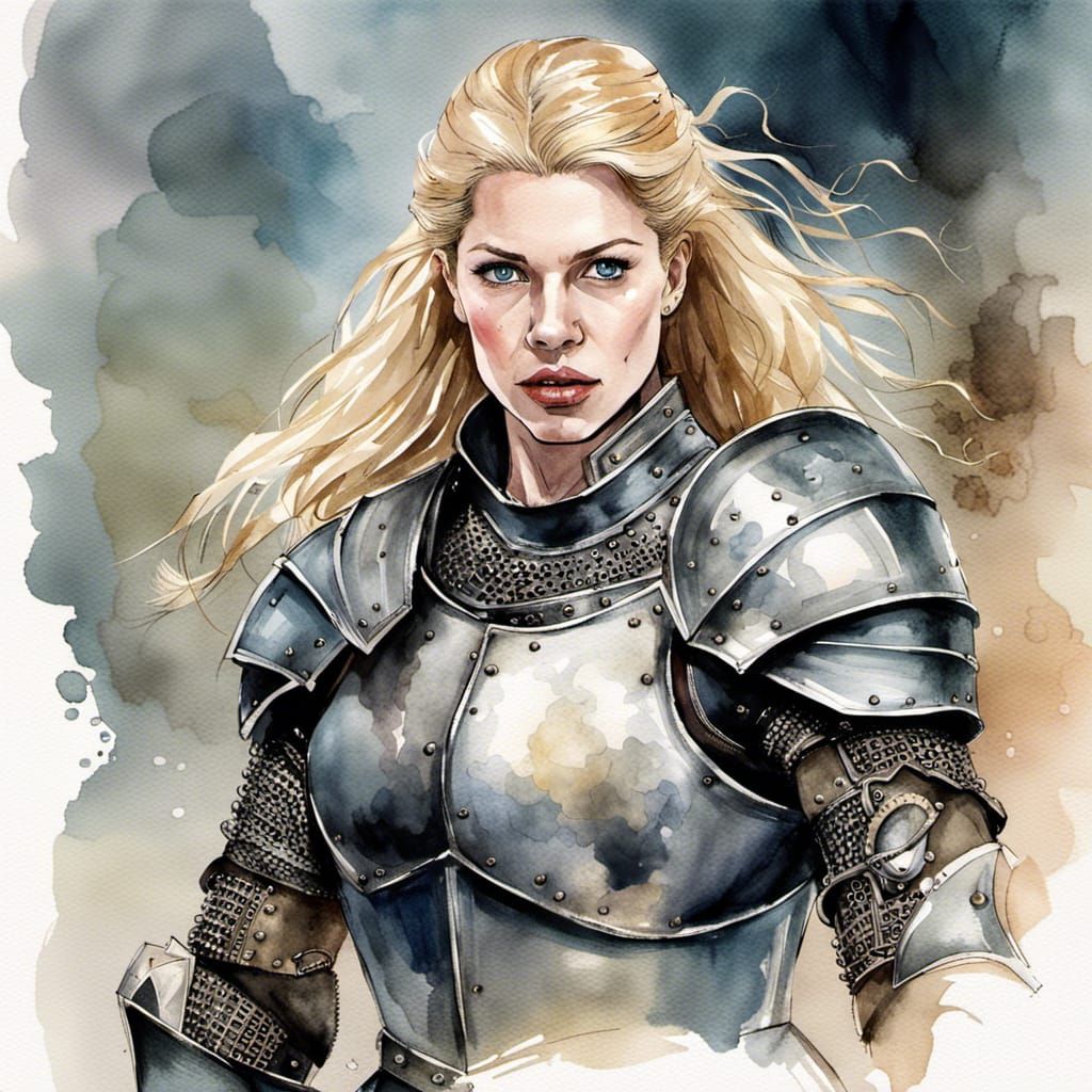 Elizabethan Teenage Knight in Watercolor Armor