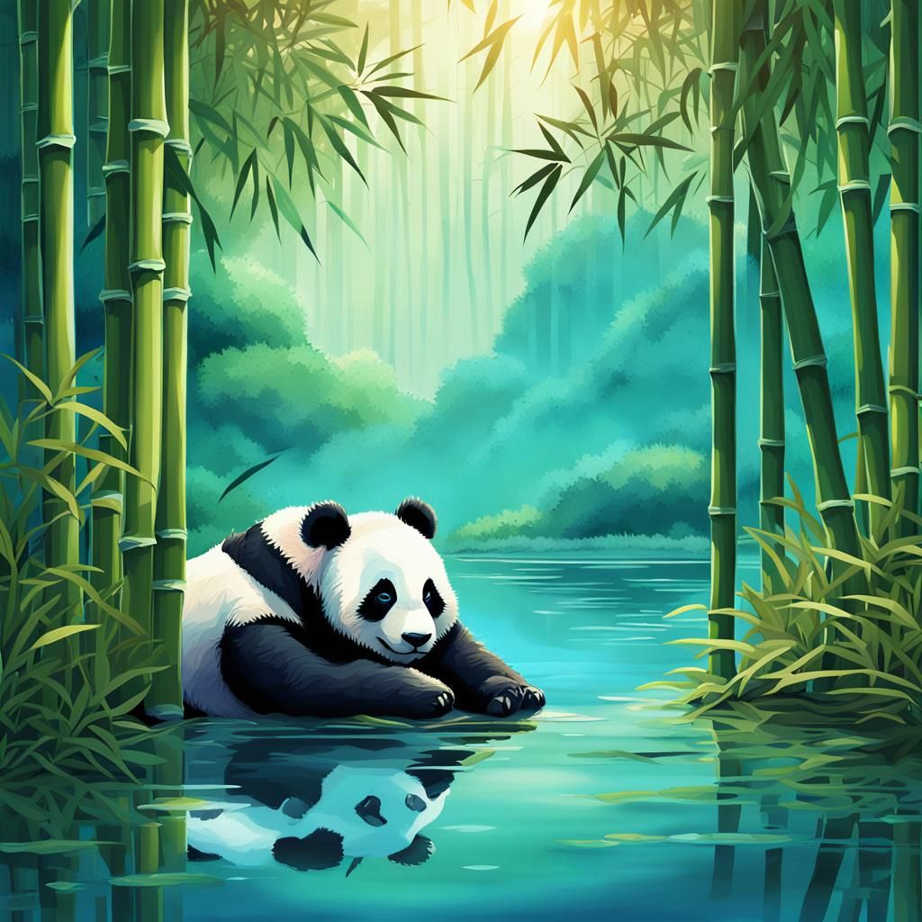 Panda Bears in Bamboo Forest Concept Art