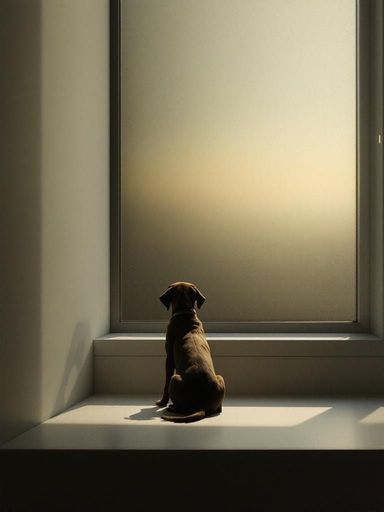 Dog in Sunlight: Architectural Minimalism with Ethereal Ligh...