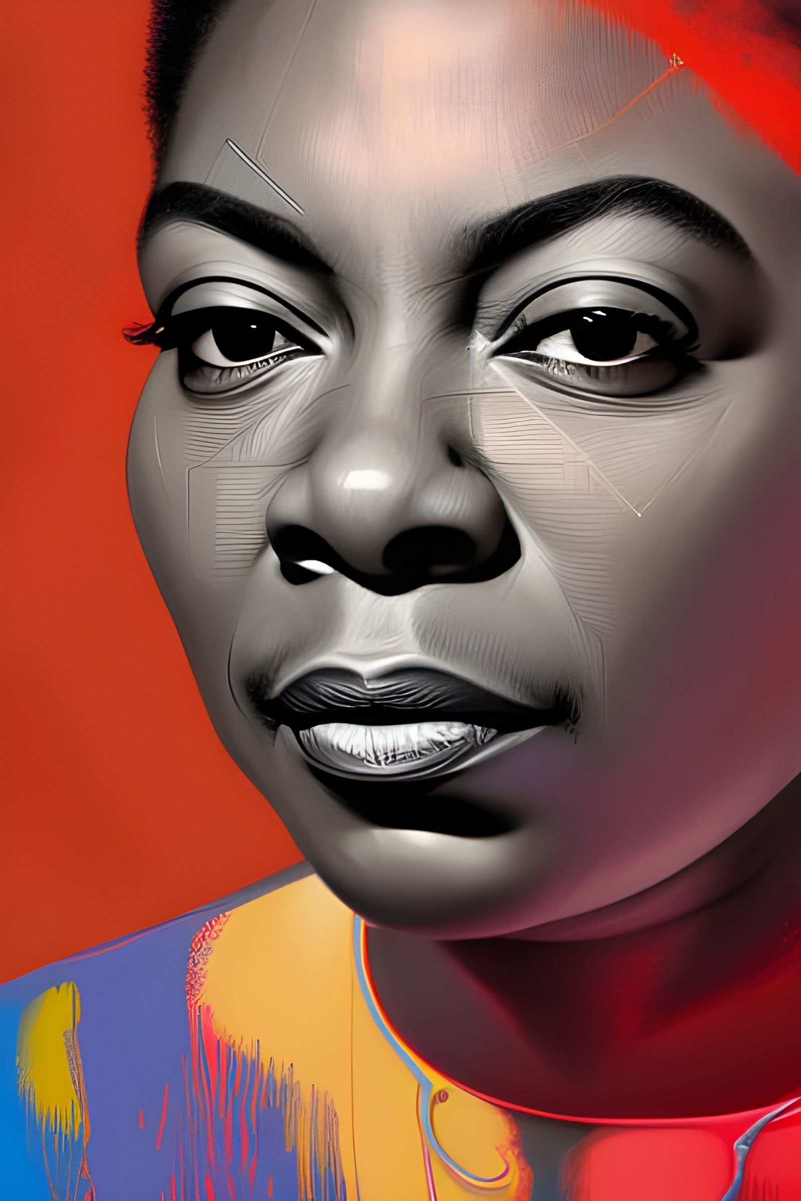 Nina Simone Portrait in Basquiat Style