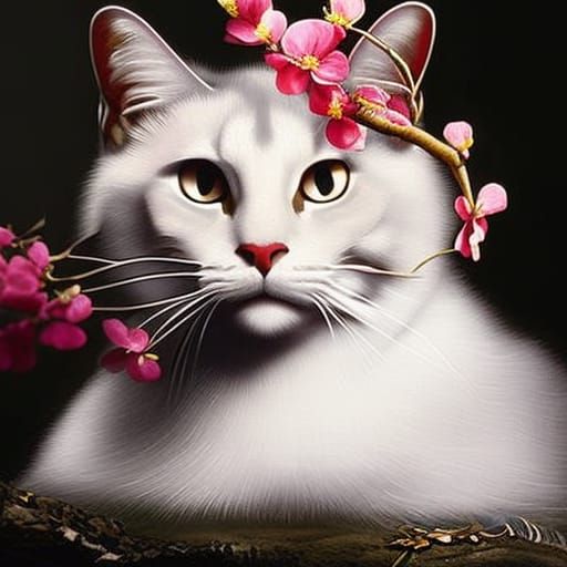 Cat Metamorphosis into Cherry Tree: Baroque Still Life