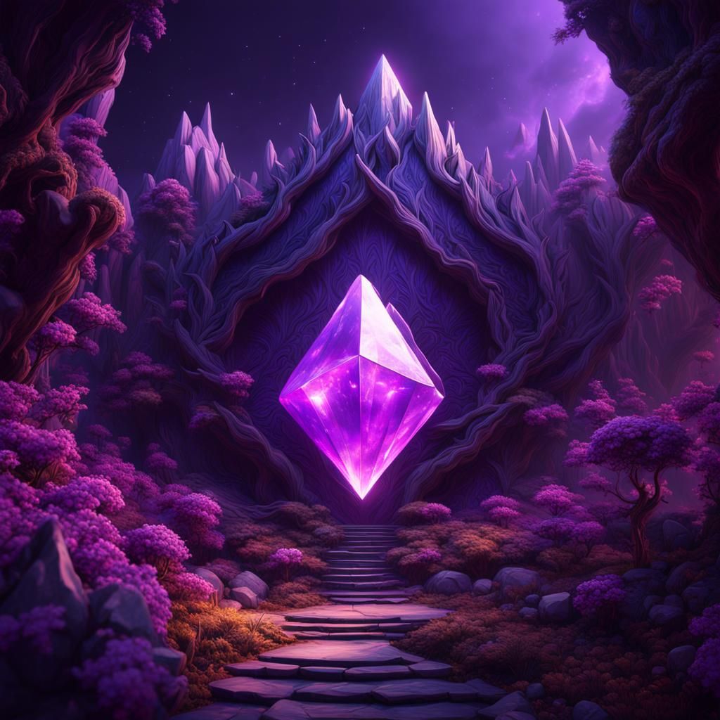 Detailed Matte Painting of a Purple Diamond