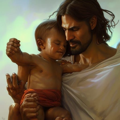 Skeleton Jesus punching Baby Jesus