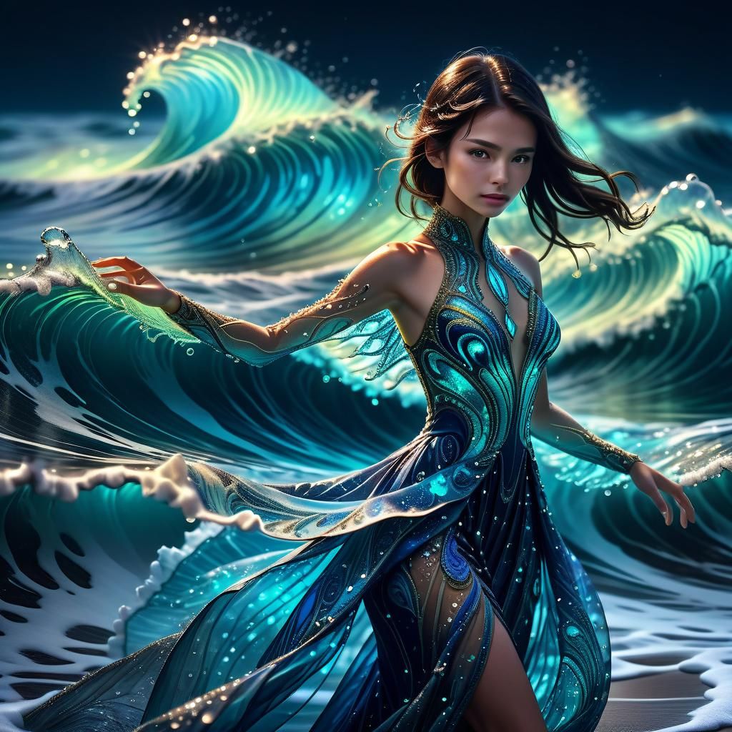 Beautiful brunette with stunning dress