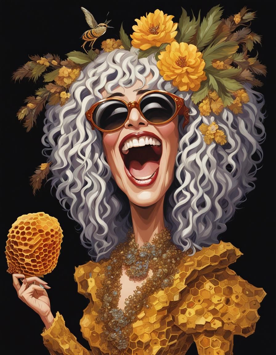 Cher Caricature with Honeycomb Wig, Jonas Peterson Style