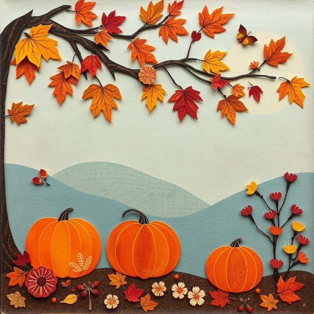 Autumnal Paper Collage Art