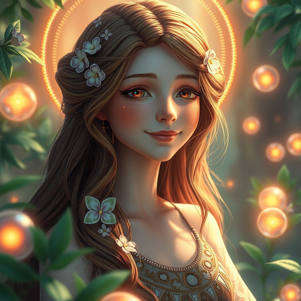 Benevolent Goddess in Lush Environment