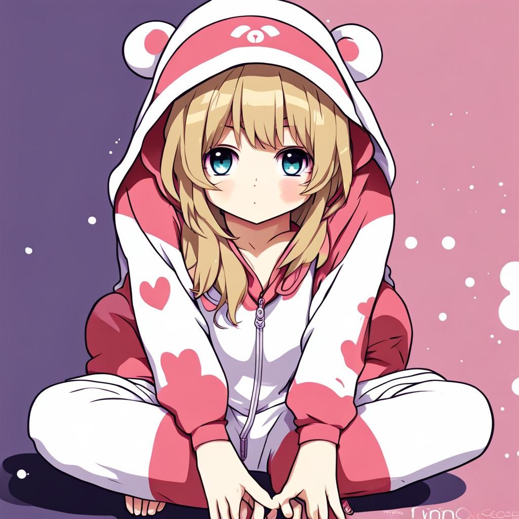 Anime Girl in Onesie, Anime Key Visual Style